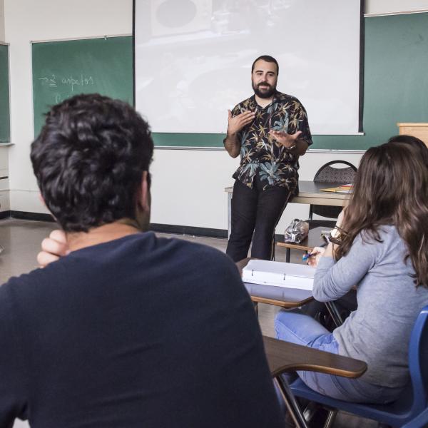 TA teaching in UCSB classroom