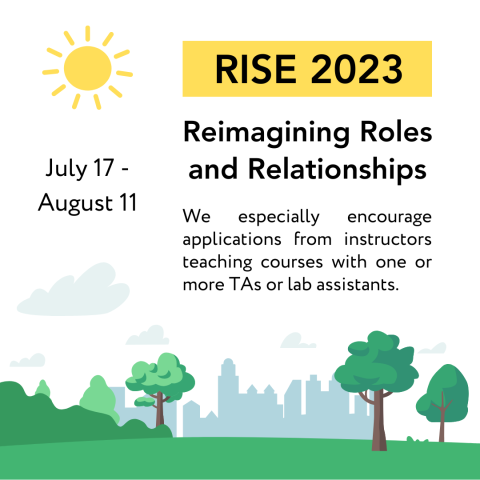 RISE Institute 2023 We especially encourage applications from instructors with one or more teaching assistants or lab assistants.
