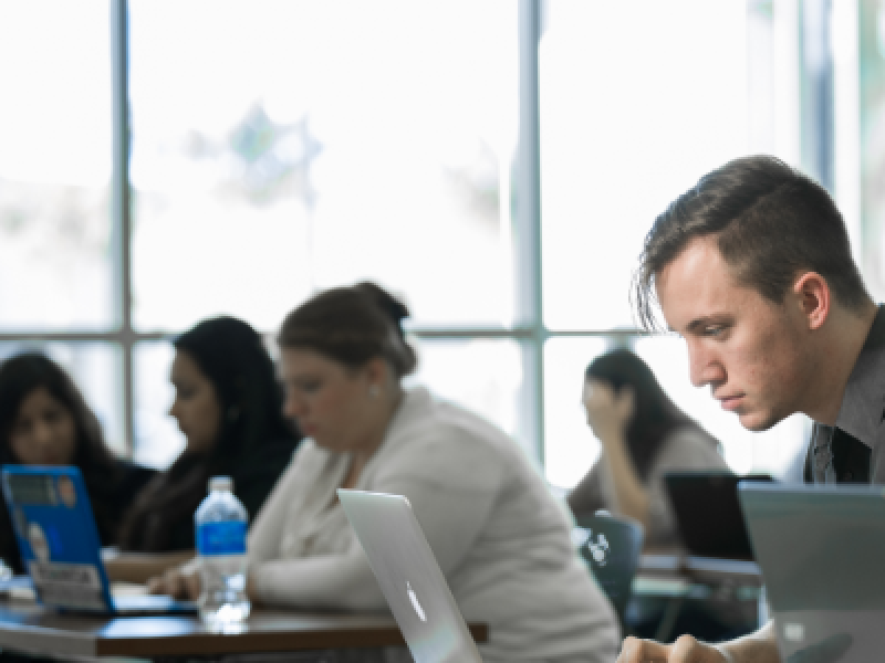 student studying with their laptops